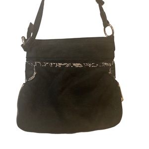 Thirty One crossbody purse with adjustable strap black and white